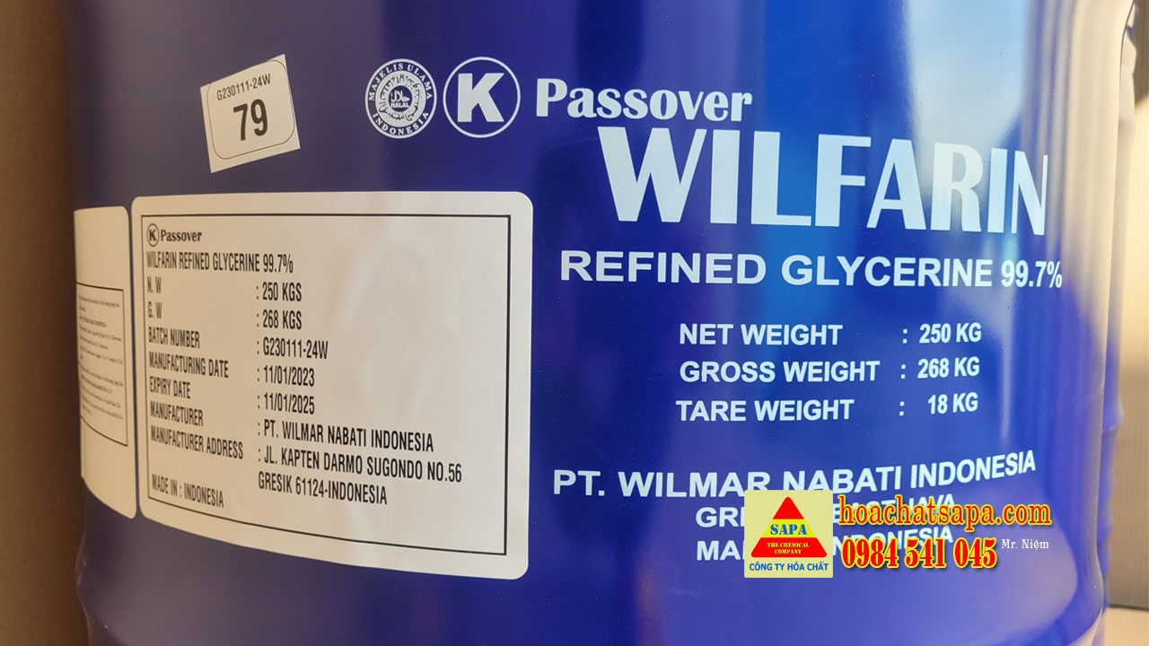 WILFARIN Refined Glycerine 99.7% tiêu chuẩn dược