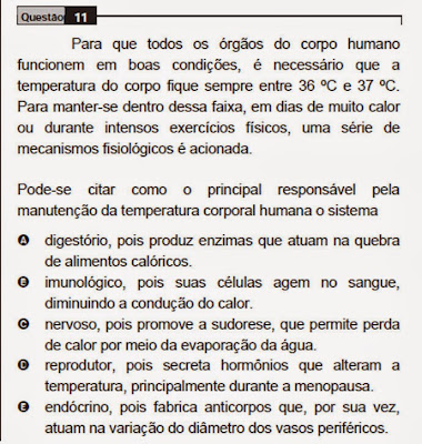 Questões de biologia do Enem