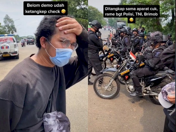 Viral! Pria Ini Disetop Polisi Saat Hendak Ikut Demo, Berujung Diberi Minum dan Ditraktir Makan