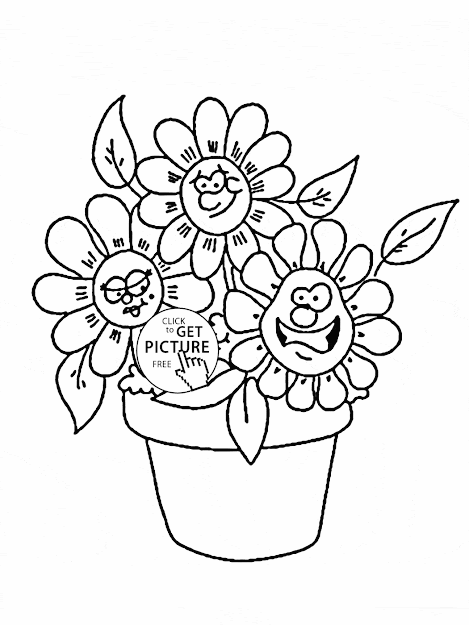 Funny Cartoon Flowers Coloring Page For Kids Flower Coloring Pages  Printables Free  Wuppsy