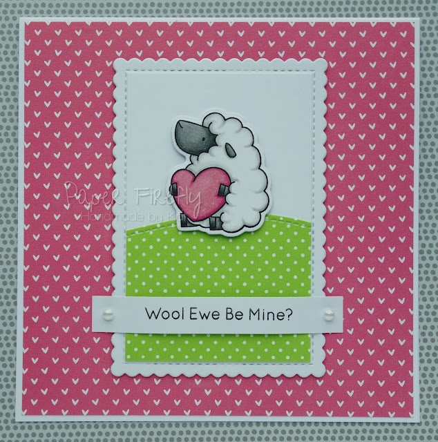 Humorous sheep Valentine's Day card (image and papers from My Favourite Things)