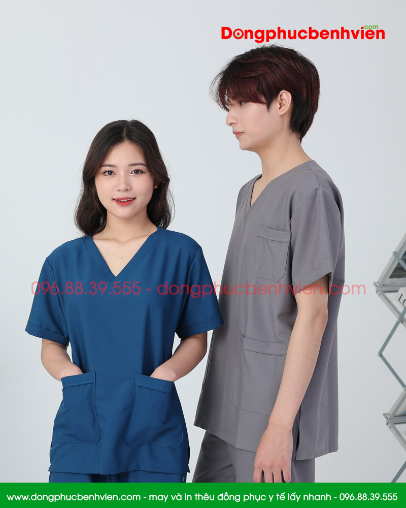 Bộ scrubs cổ tim nam-nữ cao cấp