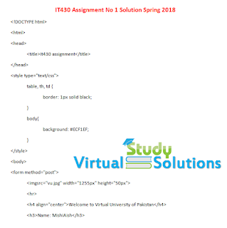 IT430 Assignment No 1 Solution Sample Preview Spring 2018