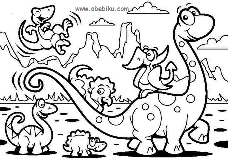 Belajar Mewarnai Gambar Dinosaurus - oBeBiKu