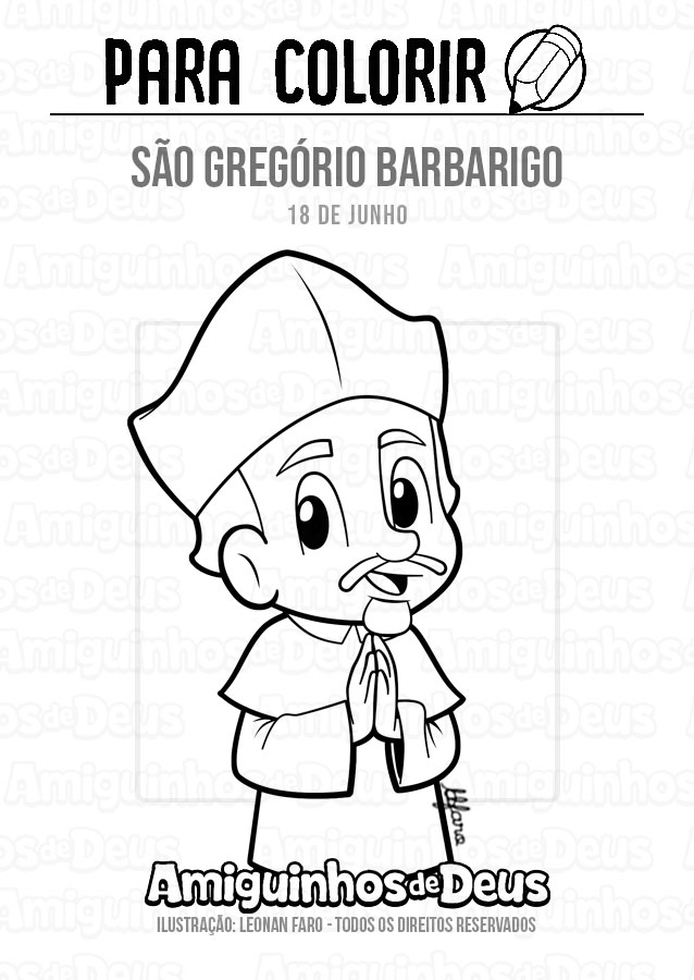 São Gregório Barbarigo desenho para colorir