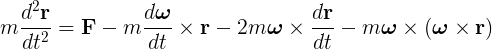 Equation of mechanics in rotating coordinates