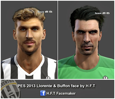PES 2013 Buffon & Llorente face by H.F.T