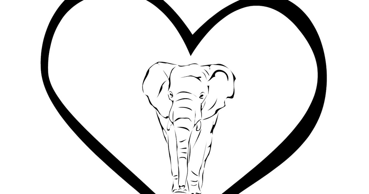 Download CJO Photo: Elephant and Hearts Coloring Page