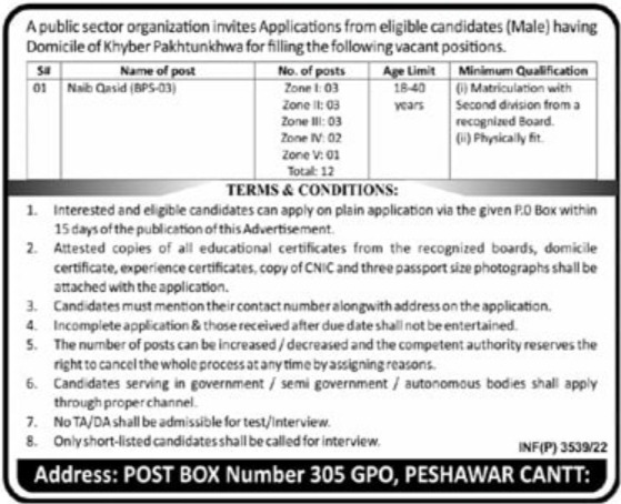 Latest Public Sector Organization Management Posts Peshawar 2022