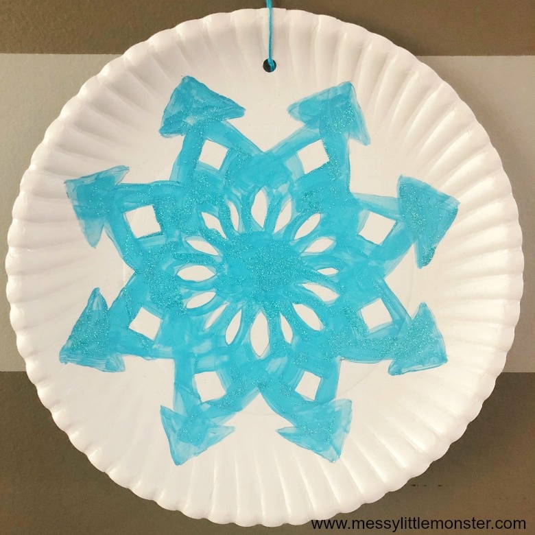 Paper plate snowflake snow craft for kids