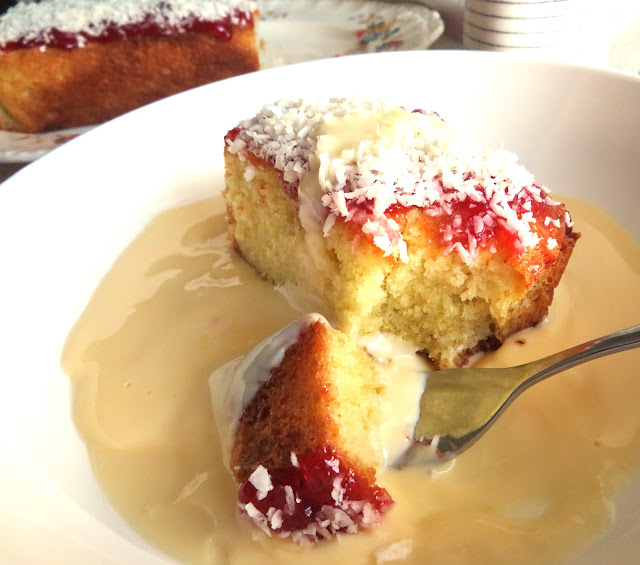 School Dinner Jam & Coconut Sponge