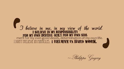 I believe in me, in my view of the world. I believe in my responsibility   for my own destiny, guilt for my own sins, merit for my own good deeds,  determination of  my own life. I don't believe in miracles. I believe in hard work.