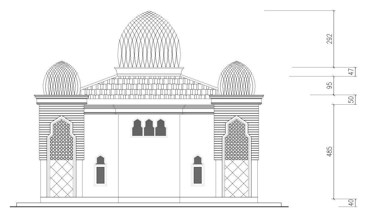  Gambar  denah dan tampak  Masjid  Ukuran 11 x 11 m Home 