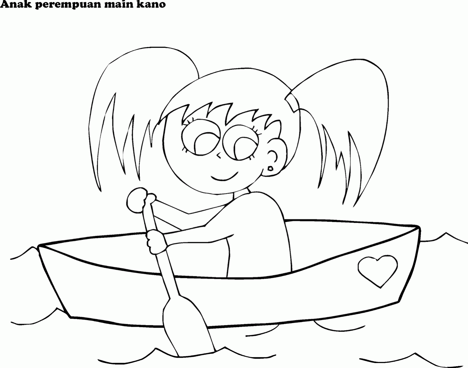 Mewarnai Gambar  Anak  Anak  Main Kano Perahu Sanpan 