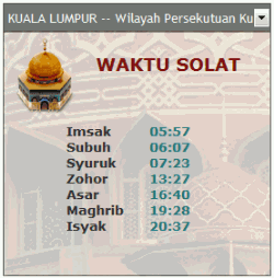 Cara Pasang Widget Waktu Solat Pada Blog