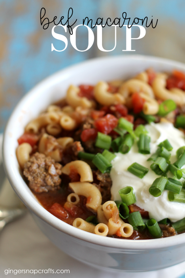 Beef Macaroni Soup Recipe at GingerSnapCrafts.com #recipe #dinner_thumb