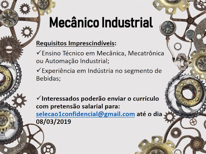 10)) ANALISTA DE DEPARTAMENTO PESSOAL/PROMOTOR (A) DE VENDAS TELEFONIA/MECÂNICO INDUSTRIAL/ PROMOTOR DE VENDAS EXTERNAS/