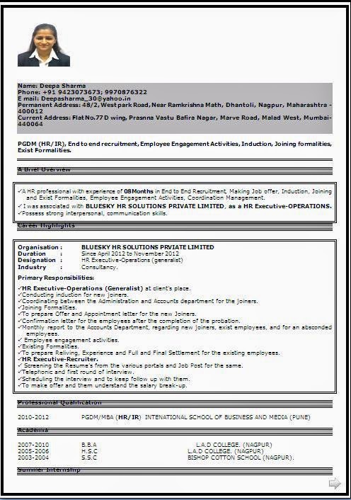 Sample Resume For Primary School Teacher India