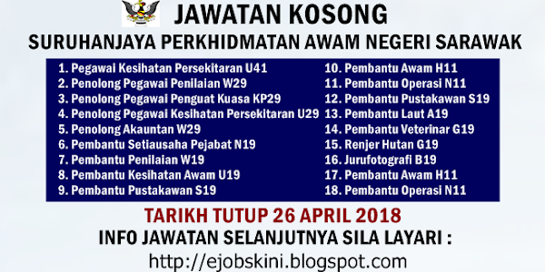 Jawatan Kosong Suruhanjaya Perkhidmatan Awam Negeri Sarawak (SPANS) Pada April 2018