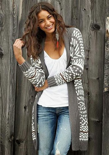 White blouse, denim with oversized cardigan fashion