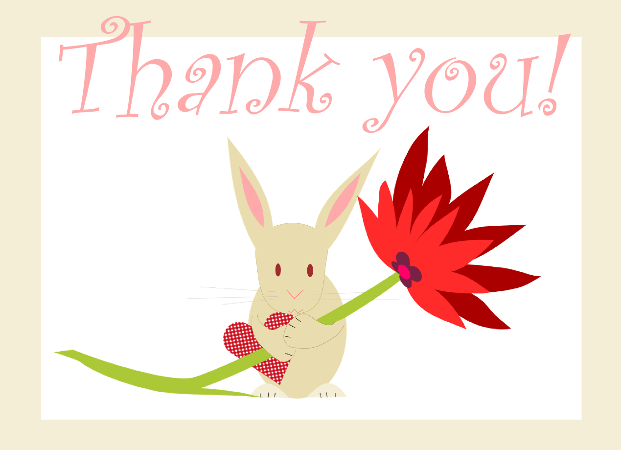 free printable thank you card with cute bunny ausdruckbare