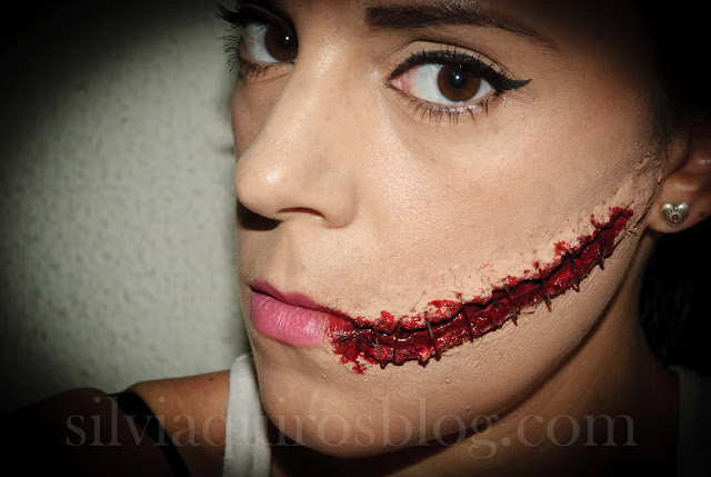 Maquillaje Halloween 10: Cara grapada, Halloween Make-up 10: Stapled face, efectos especiales, special effects, Silvia Quirós