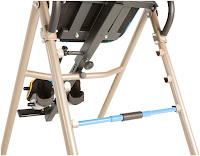 3 Angle position adjustable rear cross bar on Exerpeutic 225SL and 275SL Inversion Tables, eliminates the typical strap system, image