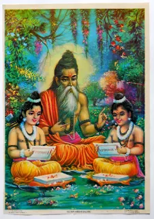 Valmiki Teaches to Lord Rama  and His Brother Lakshmana