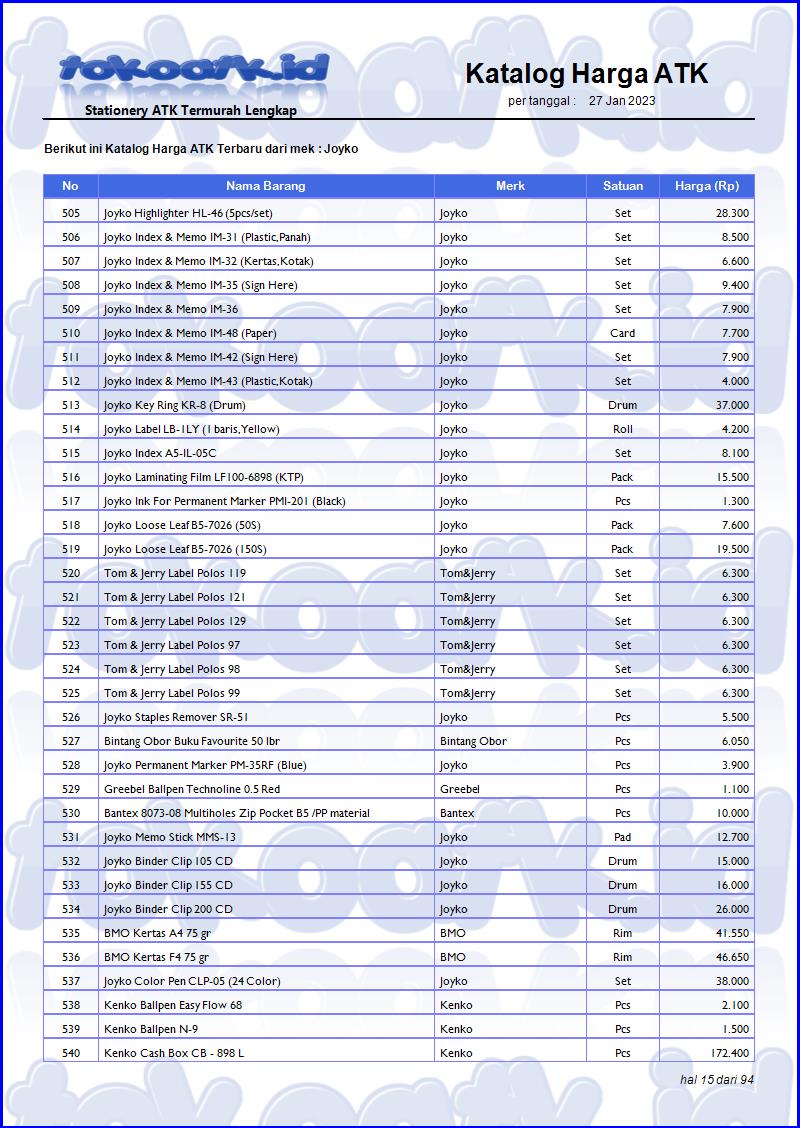 Katalog Stationery 2023 lengkap grosir dari toko alat tulis murah dekat mangga dua jakarta