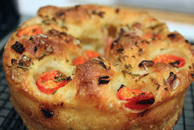 Cherry tomato and red onion focaccia