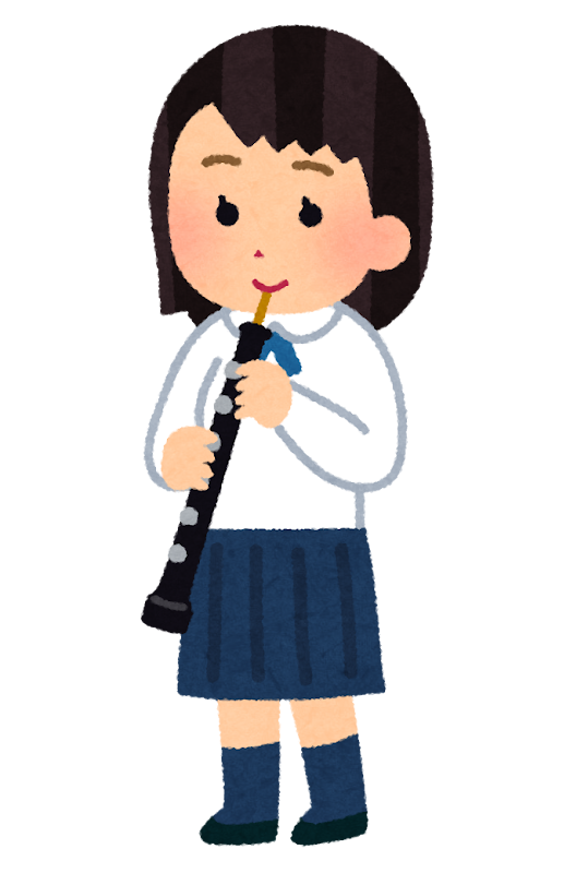 オーボエを演奏する女子学生のイラスト 吹奏楽 かわいいフリー素材集 いらすとや