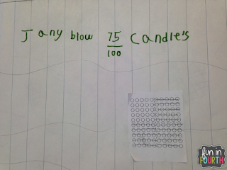 Showing understanding of fractions using a 100 dot array.