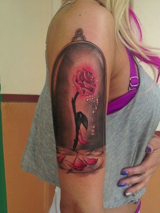 Women Sleeve Red Plant Tattoo Design, Pink Flower Plant Tattoo Designs, Women Hand With Pink Flower Plant Tattoo, Red Flower On Women Sleeve Tattoo, Women, Flower, Parts, Artist,