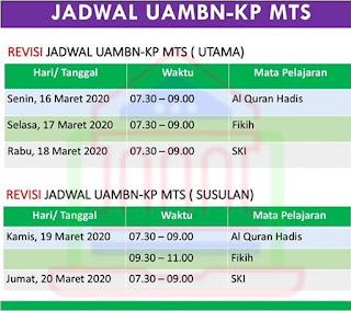 Revisi Jadwal UAMBN Tahun 2020