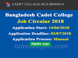 Bangladesh Cadet College Job Circular 2018