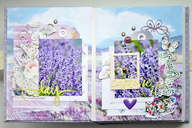 lavender album | GD on Magic of creative manufacturer @akonitt #album #minialbum #by_marina_gridasova #eyeletoutlet #magicofcreative #enamels #enameldots #paper #scrapbooking