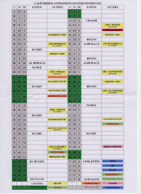 Calendrier 2019-2020