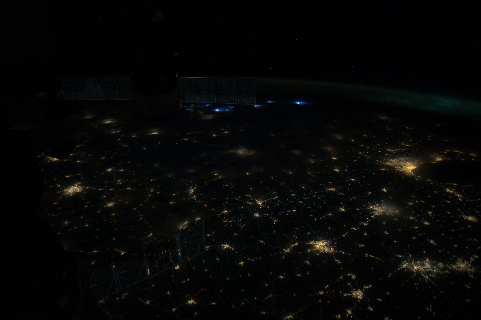 Chicago and Indianapolis from space at night
