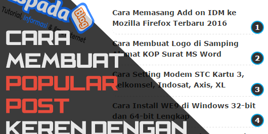 Cara Membuat Popular Post Keren Dengan Nomor