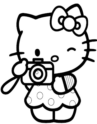 Valentine's Day coloring page, heart coloring page. Hello Kitty with Heart 