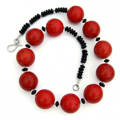 chunky red magnesite black onyx jewelry gift for her