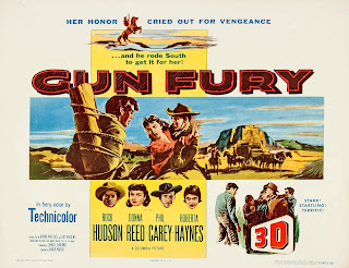 GUN FURY. Estados Unidos. Cartelera Half Sheet: 71 x 56 cms. FIEBRE DE VENGANZA. Gun Fury. 1953. Estados Unidos. Dirección: Raoul Walsh. Reparto: Rock Hudson, Donna Reed, Phil Carey, Roberta Haynes, Lee Marvin, Neville Brand, Leo Gordon, Ray Thomas, Bob Herron, Phil Rawlins, Forrest Lewis.