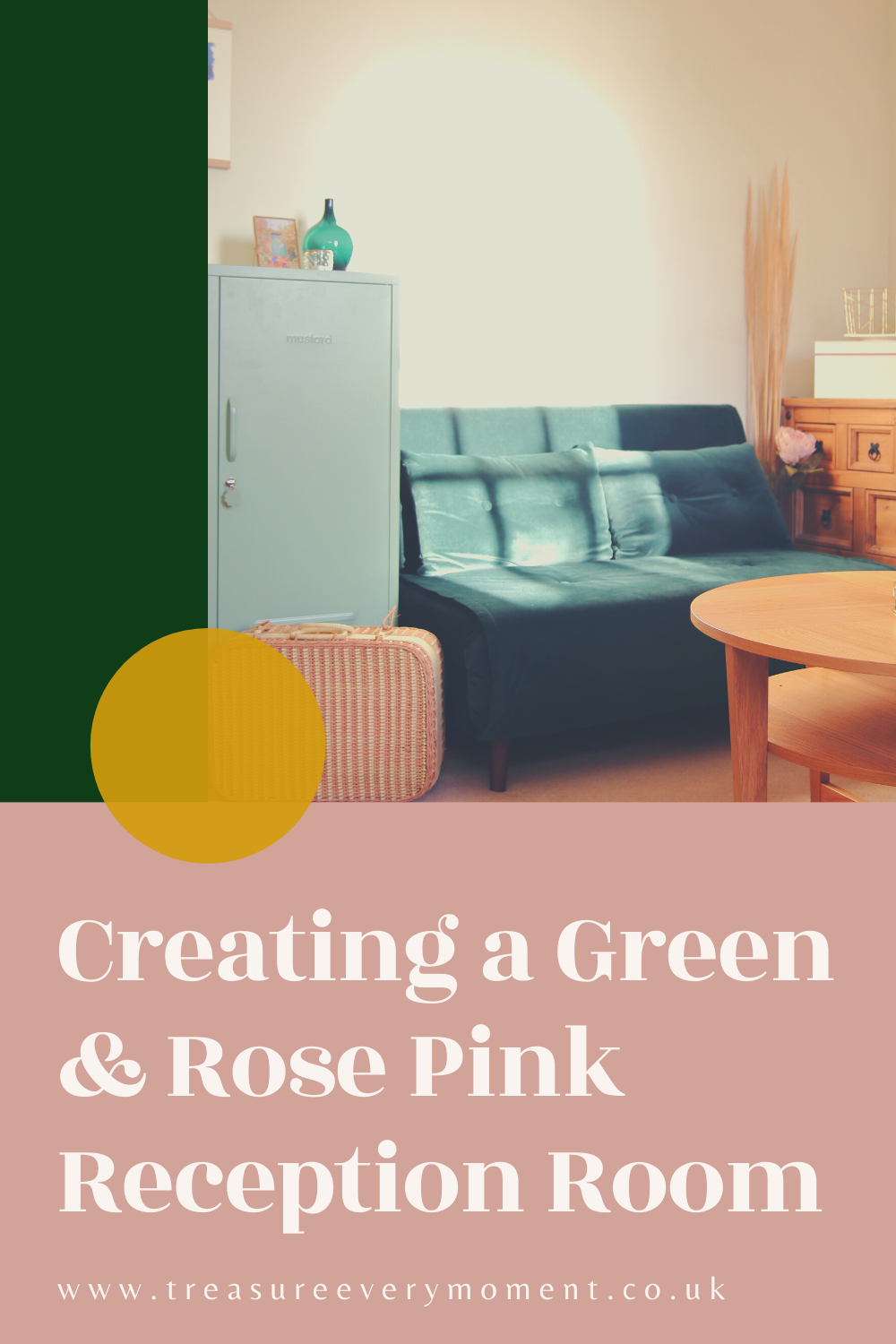 Creating a Family-Friendly Green & Rose Pink Reception Room