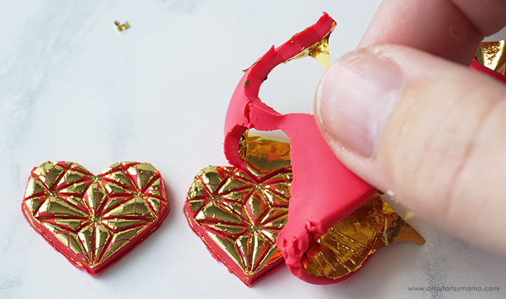 Gold Foil Geometric Heart Earrings