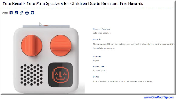 Yoto Recalls Yoto Mini Speakers for Children