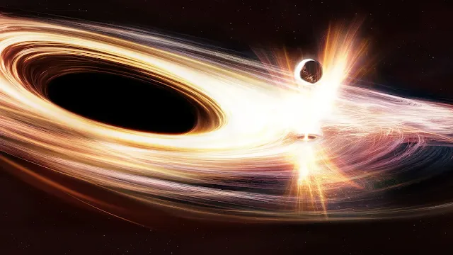 Impresión artística del disco de acreción alrededor del enorme agujero negro Ansky y su interacción con un pequeño objeto celeste. Crédito: Agencia Espacial Europea