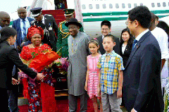 President Goodluck Jonathan in and Patience in China