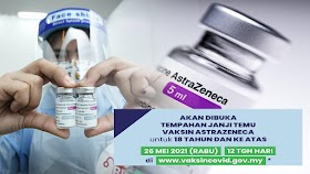Sejuta Slot Tempahan Vaksin AstraZeneca Dibuka 