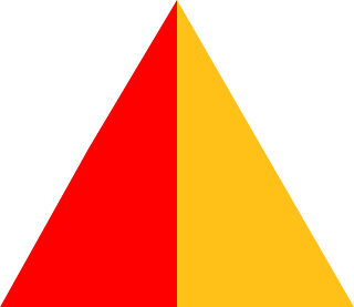 Triangle with 2 colors red and yellow