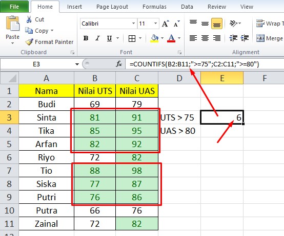 Rumus Excel Menghitung Jumlah Data Dengan 2 Kriteria atau Lebih